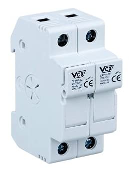 VCX Modularer Sicherungssockel - Sicherungssockel - Trennschalter für Sicherungsschalter - 1000V - DC - SOLAR - 32A - 2P - Kurzschluss und Überlastschutz - 10x38mm - 6 Stück von VCX
