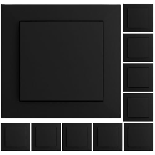 VCX WESA Lichtschalter Unterputz | 10er Pack | Schwarz oder Weiß | Einzel Doppel LED Wechselschalter | 230V 16A IP20 | Einbau in 60mm Dose (LC01Cx10) von VCX
