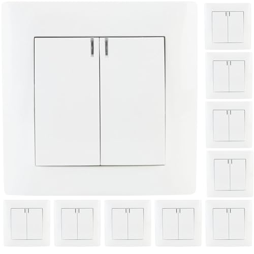 VCX WESA Lichtschalter Unterputz | 10er Pack | Schwarz oder Weiß | Einzel Doppel LED Wechselschalter | 230V 16A IP20 | Einbau in 60mm Dose (LC04x10) von VCX