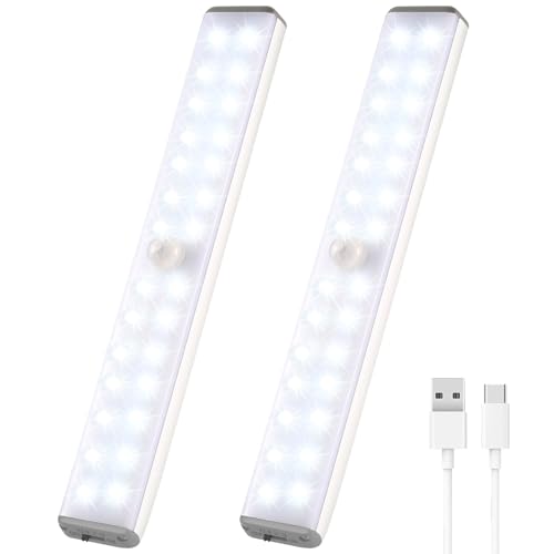 VCY Magnetische Schrankbeleuchtung mit Bewegungsmelder – 28 LED 280 Lumen USB-C, Kabinenlicht für Kleiderschrank, Küche, Treppenhaus LED Sensor Licht USB Nachtlicht (2er Set Nicht Wasserdicht) von VCY