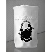 Baby Lichtbeutel Geschenkbeutel Engel An Der Wiege Gestickt Leinen von VCrownKreativTextil