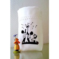 Muttertag Lichtbeutel Geschenkbeutel Pusteblume Uni Gestickt Scherenschnitt Leinen von VCrownKreativTextil