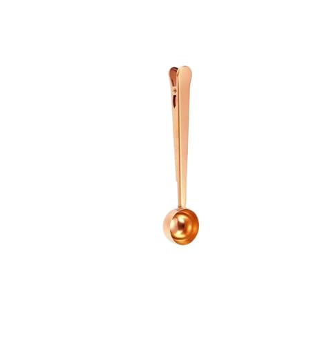 1 stücke Multifunktionale Edelstahl Kaffee Scoop Löffel mit Dichtung Clip Milch Pulver Kaffee Messlöffel(Rose gold) von VDAMTPOGZ