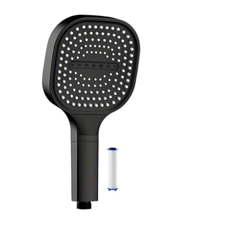 13 cm großes Panel, 3 Modi, Handbrause, Hochdruck, wassersparend, Anti-Fall-Massage, Badezimmer-Duschkopf mit Filter(Black Shower) von VDAMTPOGZ