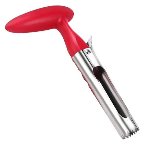 1PC Edelstahl Küche Apple Corer Werkzeug Ultra Sharp Einfach zu Bedienen & Reinigen Langlebig Obst Corer Remover(Red) von VDAMTPOGZ