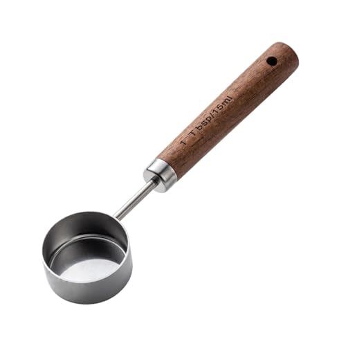 1PC-Kaffeebohnen-Kaffeepulver-Messlöffel, Walnussholzlöffel for Wiegen und Messen(Silver) von VDAMTPOGZ