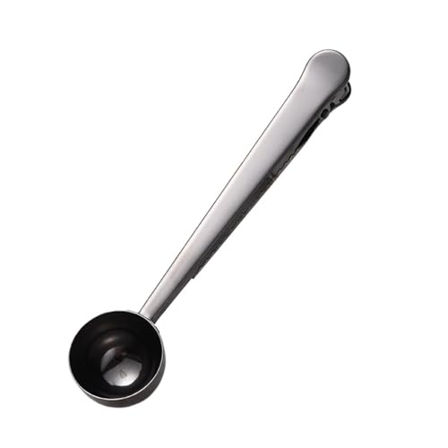 1PC Multifunktionale Zwei-in-Eins Edelstahl Kaffee Löffel Snack Tasche Versiegelung Clip(Black) von VDAMTPOGZ