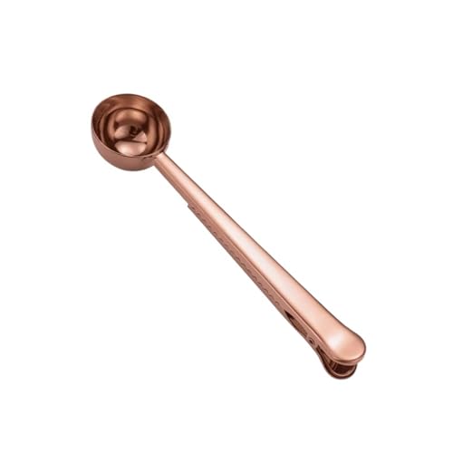 2-in-1 Edelstahl Kaffee Mess Multifunktionale Kaffee Bean Löffel Milch Pulver Versiegelt Clamp Löffel Werkzeug(Rose Gold) von VDAMTPOGZ