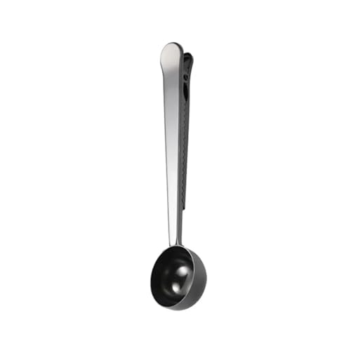 2-in-1-Kreativer Kaffeelöffel, 5 ml, Edelstahl, multifunktionaler Kaffeelöffel mit Verschlussclip, Messlöffel for die Küche(Black) von VDAMTPOGZ