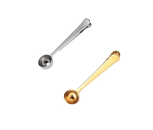 2Pcs Clip Kaffee Bean Löffel Integrierte Edelstahl Metall Milch Pulver Tee Abdichtung Clip von VDAMTPOGZ
