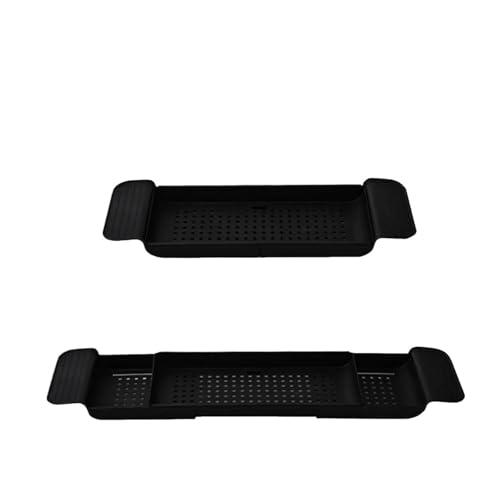 Badewannentablett, verstellbarer Badewannen-Organizer, Wannen-Organizer und Halter for Weinbecher, Seifenschale, Platz for Bücher und Telefonschlitz for das Badezimmer(Black) von VDAMTPOGZ