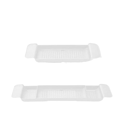 Badewannentablett, verstellbarer Badewannen-Organizer, Wannen-Organizer und Halter for Weinbecher, Seifenschale, Platz for Bücher und Telefonschlitz for das Badezimmer(WHITE) von VDAMTPOGZ