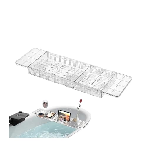 Badewannentablett for die Badewanne, kippsicherer Badewannentablett-Organizer for die Badezimmerbadewanne, multifunktionales Glastablett, geräumiger Badewannen-Organizer Badewannentablett for die Badewanne, kippsicherer Badewannentablett-Organizer for die Badezimmerbadewanne, multifunktionales Glastablett, geräumiger Badewannen-Organizer von VDAMTPOGZ