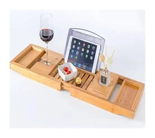 Bamboo Home Badewannenablage Badewannen-Caddy Ausziehbares Badewannentablett aus Bambus(B) von VDAMTPOGZ