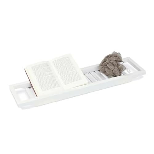 Bambus-Verlängerung, rutschfestes Badezimmer, multifunktionales Badewannenregal, WC-Spa-Badewannenregal, Badewannenablage, Badewannenzubehör(White) von VDAMTPOGZ