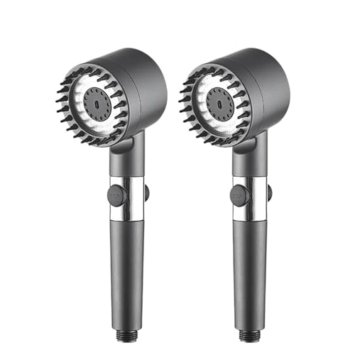 Handbrause mit 4 Modi und Baumwollbürstenfiltern, Ein-Klick-Stopp, wassersparender Hochdruck-Duschkopf for Badezimmer(2pcs shower head) von VDAMTPOGZ