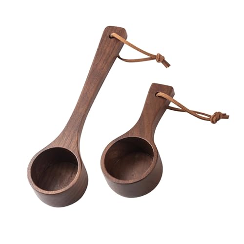 Kaffeelöffel Aus Schwarzem Walnussholz, Messlöffel Mit Langem Griff, Kaffeepulver-Messlöffel Aus Holz(2PCS) von VDAMTPOGZ
