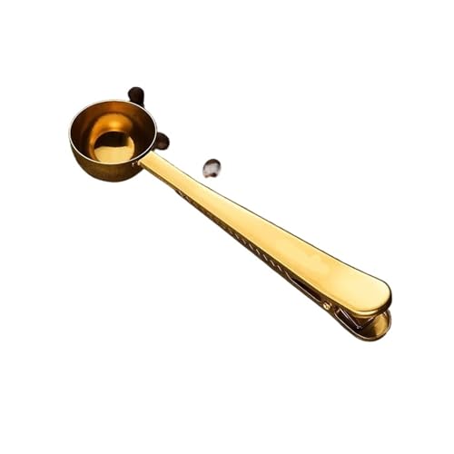 Kaffeelöffel Messbohnen Kaffeepulver Verschlussclip Messutensilien Bohnenmessung(Golden) von VDAMTPOGZ