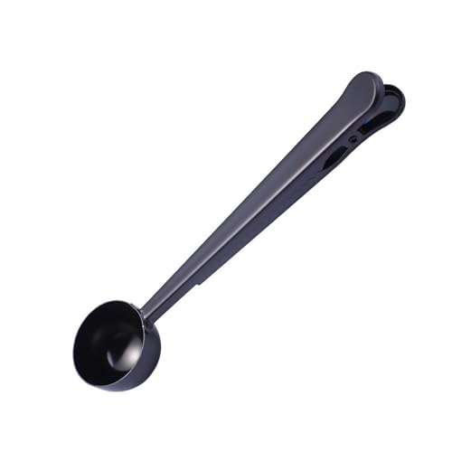 Kaffeeutensilien Langer Griff Clip Löffel Anzug Home Küche Milchpulver Flüssigkeit Gewürz Versiegelter Messlöffel(Black) von VDAMTPOGZ