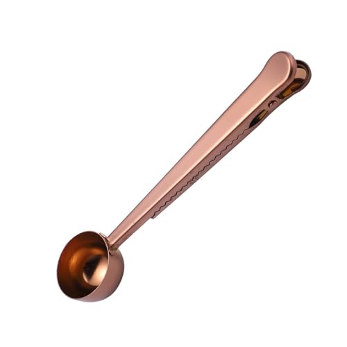 Kaffeeutensilien Langer Griff Clip Löffel Anzug Home Küche Milchpulver Flüssigkeit Gewürz Versiegelter Messlöffel(Rosegold) von VDAMTPOGZ