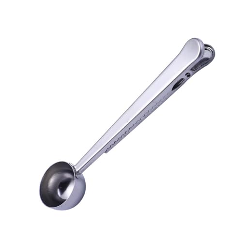 Kaffeeutensilien Langer Griff Clip Löffel Anzug Home Küche Milchpulver Flüssigkeit Gewürz Versiegelter Messlöffel(Silver) von VDAMTPOGZ