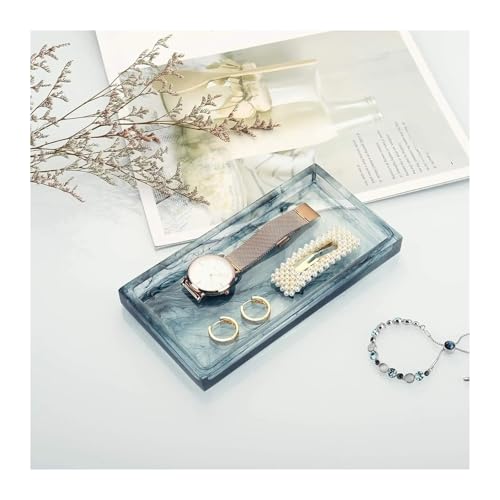 Kompatibel mit Emibele Schmuck-Organizer, Harztablett, Küche, Badezimmer, Kommode, Schminktablett, Schmuckschale, Ringhalter, Kosmetik-Organizer for Kerzen(Ink Blue) von VDAMTPOGZ