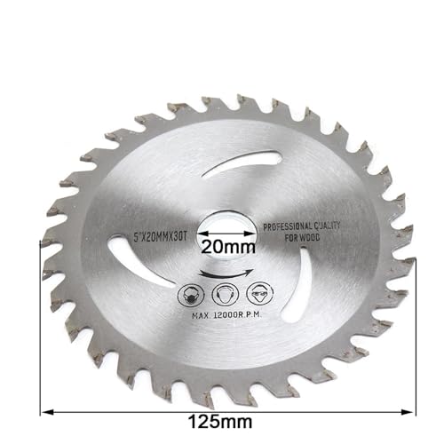 Kompatibel mit SIFANG 115/125 mm, 30 Zähne, Hartmetall-Sägeblatt, Holz-Trennscheibe for Holz-Granitschneider, Multitool, Elektrowerkzeug for Winkelschleifer(125mm) von VDAMTPOGZ