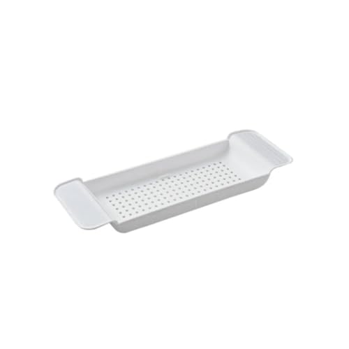 Multifunktions-Badewannen-Aufbewahrungsregal, einziehbar, Badewannenablage, Ablage for Badewanne und Handtücher, Ablage for Küchenspüle, Abflusshalter(White) von VDAMTPOGZ