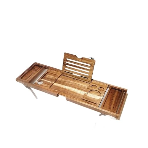 Verstellbares Badewannentablett aus Holz for Zuhause, Spa, handgefertigt, aus Bambus, Badewannenablage, Organizer, Badezimmerzubehör, Badewannenständer, Ständerhalter(Acacia) von VDAMTPOGZ