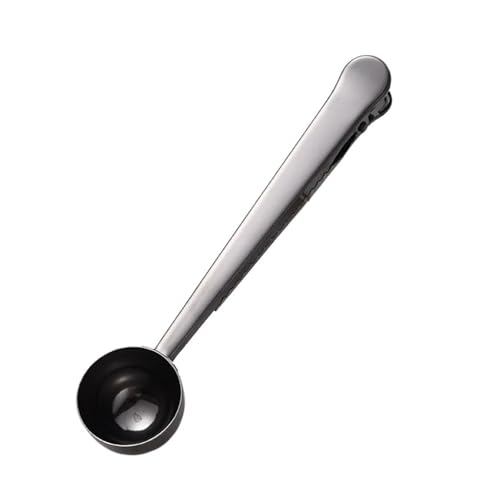Zwei-in-Eins-Kaffeelöffel-Verschlussclip aus Edelstahl for die Küche, Kaffeelöffel, Lebensmittel-Verschlussclip, multifunktionaler Messlöffel for Kaffeebohnen(Black) von VDAMTPOGZ
