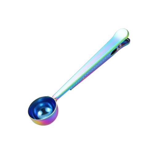 Zwei-in-eins-Kaffeelöffel aus Edelstahl, Verschlussclip, silberfarben, Küchenzubehör, Espresso-Empfänger, Schüssel, Dekoration, Kaffeemaschine(Illusory Color) von VDAMTPOGZ