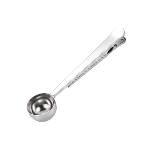 Zwei-in-eins-Kaffeelöffel aus Edelstahl, Verschlussclip, silberfarben, Küchenzubehör, Espresso-Empfänger, Schüssel, Dekoration, Kaffeemaschine(Silvery) von VDAMTPOGZ