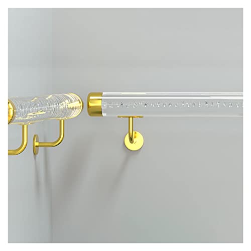 Acryl-Handlauf für Treppen, Klarer Treppenhandlauf aus Acryl mit Beschlägen, 1,6–20 Fuß, silberne oder goldene Halterung for den Innen- und Außenbereich(Gold Bracket,450cm(14.5ft)) von VDCVADKYE