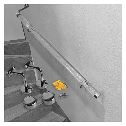 Acryl-Handlauf für Treppen, Treppenhandläufe aus transparentem Acryl mit goldenen oder silbernen Halterungen, 0,5–7 m Länge, Packung mit 1–5 Stück(Silver Bracket,80cm(2.5ft)) von VDCVADKYE