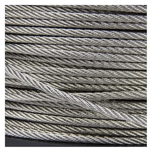 Edelstahl-PVC-beschichtetes Stahlseil, Drahtseilkabel 1/8 Zoll Durchmesser 1400 Pfund Arbeitslast 7X7 Edelstahl Silber Mehrere Längen(10M/32.8Ft) von VDCVADKYE