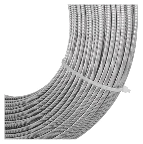 Edelstahl-PVC-beschichtetes Stahlseil, Edelstahl-Drahtseil, 4 mm, 7 x 7, Konstruktion, Silber, mehrere Größen for Decktreppengeländer(10M/32.8Ft) von VDCVADKYE
