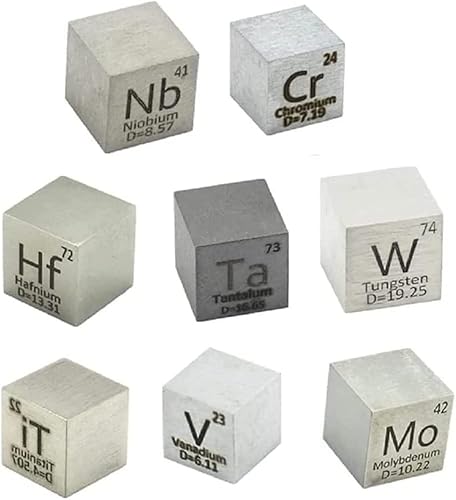 Metallelementwürfel, Packung mit 8 Metallelement-Dichtewürfeln, 10 mm, for die Periodensystem-Sammlung von VDCVADKYE