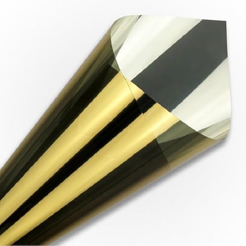 Reflektierende Fensterfolie, Einweg-Sichtschutzfolie for Fenster, 9 m, Gold/Silber, mehrere Größen, Isolierung, UV-Schutz(55cmx9m) von VDCVADKYE