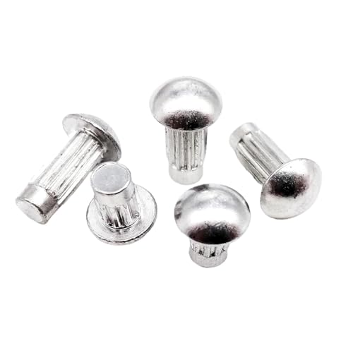 Rundkopf-Kupfer-Vollnieten, Aluminium-Knopfkopf-Rändelschaftnieten M2-M4, massiver Rundkopf, 100 Stück(8mm,M2.5) von VDCVADKYE