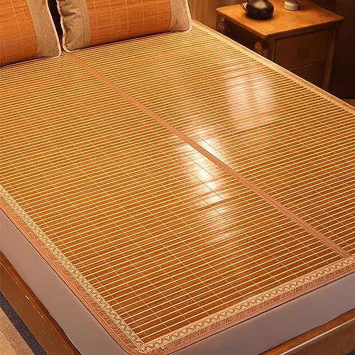 Sommer-Schlafmatte, Bambus-Bettmatte, Faltbare Rattan-Schlafmatte for Doppelbett, Sommer-Matratzenbezug, mehrere Größen(L195xW135cm) von VDCVADKYE