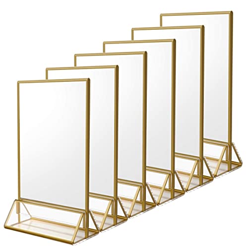 Tischkarten, Tischnummern, Acryl-Schildhalter, goldfarben, 12,7 x 17,8 cm, doppelseitiges Display, 6er-Pack von VDCVADKYE