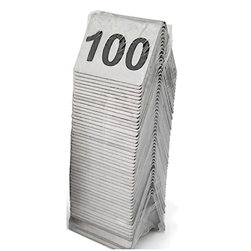 Tischkarten, Tischnummern, Edelstahl Zelt Tisch Nummer Karten Doppelseitige Pack Von 25/50/70/100 Schwarz 5x4cm(1 to 100) von VDCVADKYE