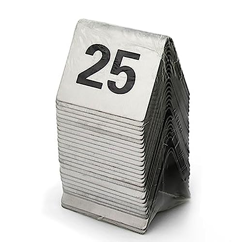 Tischkarten, Tischnummern, Edelstahl Zelt Tisch Nummer Karten Doppelseitige Pack Von 25/50/70/100 Schwarz 5x4cm(1 to 25) von VDCVADKYE