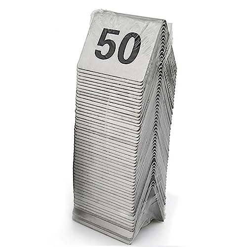 Tischkarten, Tischnummern, Edelstahl Zelt Tisch Nummer Karten Doppelseitige Pack Von 25/50/70/100 Schwarz 5x4cm(1 to 50) von VDCVADKYE