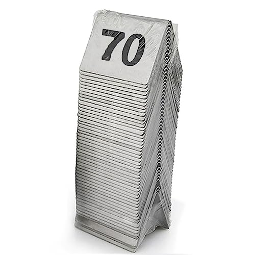 Tischkarten, Tischnummern, Edelstahl Zelt Tisch Nummer Karten Doppelseitige Pack Von 25/50/70/100 Schwarz 5x4cm(1 to 70) von VDCVADKYE
