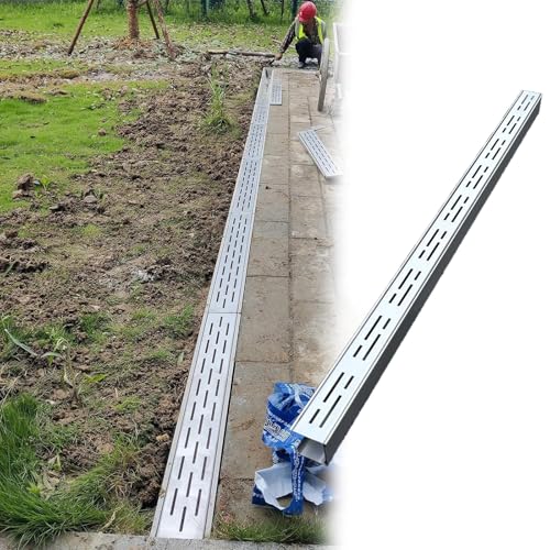 VDCVADKYE Abflussabdeckungen für den Außenbereich, rechtecki 304 Edelstahl Silber Kanal Ablauf Kit Mehrere Größen(15x8cm/6x3.1in) von VDCVADKYE