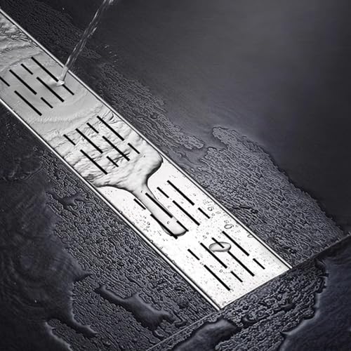 VDCVADKYE Abflussabdeckungen für den Außenbereich, rechtecki Edelstahl-Grabenablauf-Set mit Gitterabdeckung for den Innen- und Außenbereich, silberfarben, mehrere Größen(10x3cm/4x1.2in) von VDCVADKYE