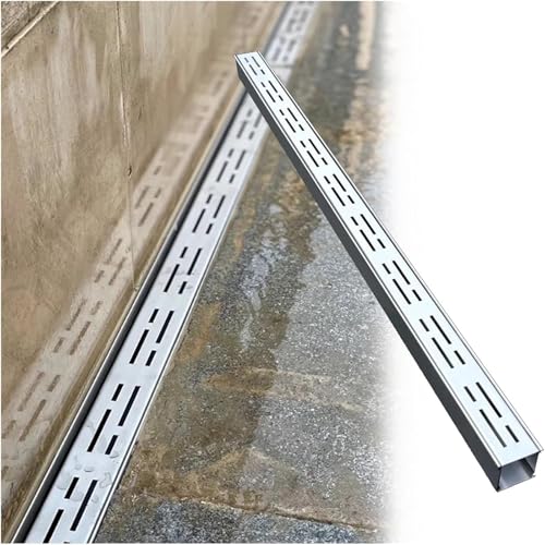 VDCVADKYE Abflussabdeckungen für den Außenbereich, rechtecki Edelstahl-Grabenablaufset, silberfarben, mehrere Größen(10x4cm/4x1.6in) von VDCVADKYE