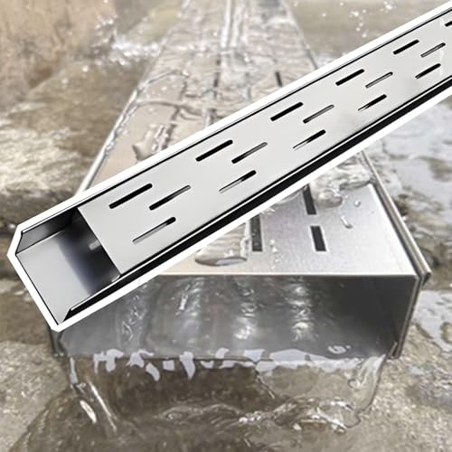VDCVADKYE Abflussabdeckungen für den Außenbereich, rechtecki Edelstahl-Kanal-Abfluss-Set, passend for den Innen- und Außenbereich, silberfarben, mehrere Größen(3.5x5cm/1.4x2in) von VDCVADKYE