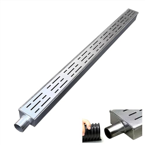 VDCVADKYE Abflussabdeckungen für den Außenbereich, rechtecki Kanalablaufset aus Edelstahl 304 mit Ende und Auslass in Mehreren Größen(3x10x100cm) von VDCVADKYE